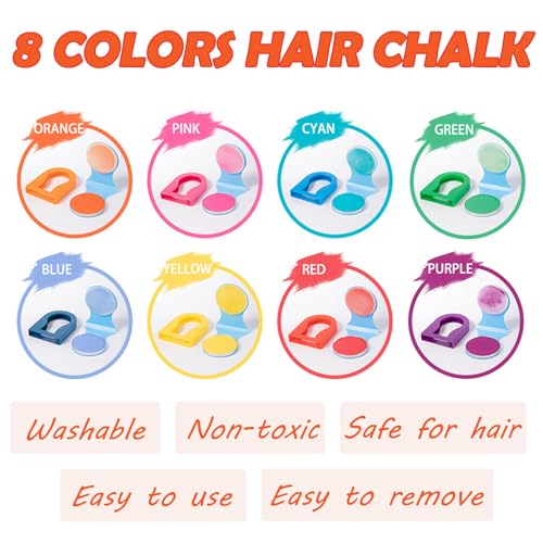 8 Colors Washable Hair Chalk – Temporary Hair Dye Makeup
