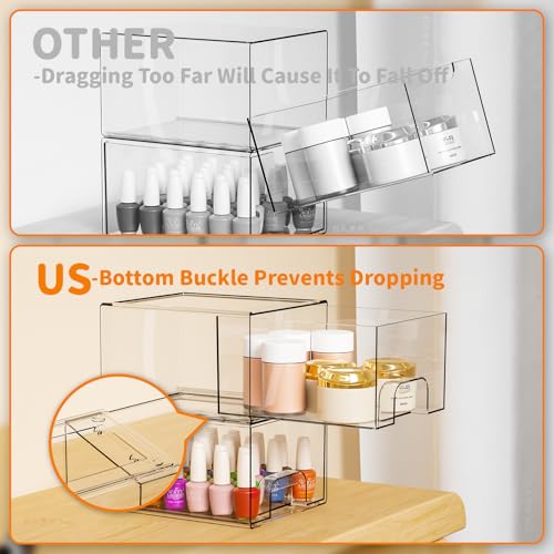 Yieach 4-Pack Clear Acrylic Stackable Drawer Organizer