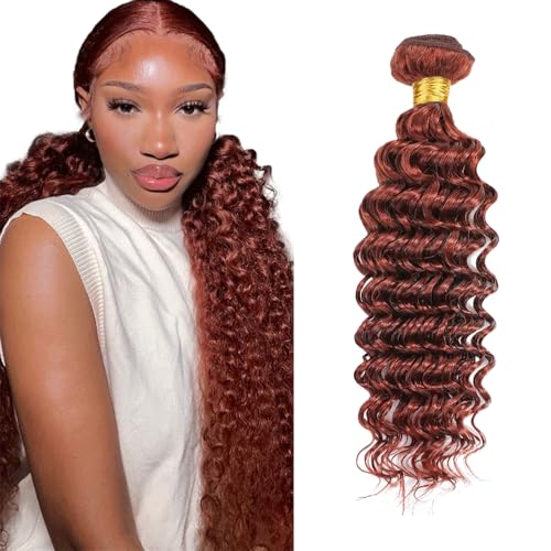 34 Inch Deep Wave Human Hair Bundles - Color 33 Reddish Brown