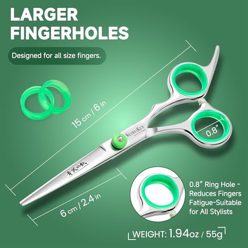 6" Japanese 440C Hair Cutting Scissors | Barber Shears Kit with Comb & Case