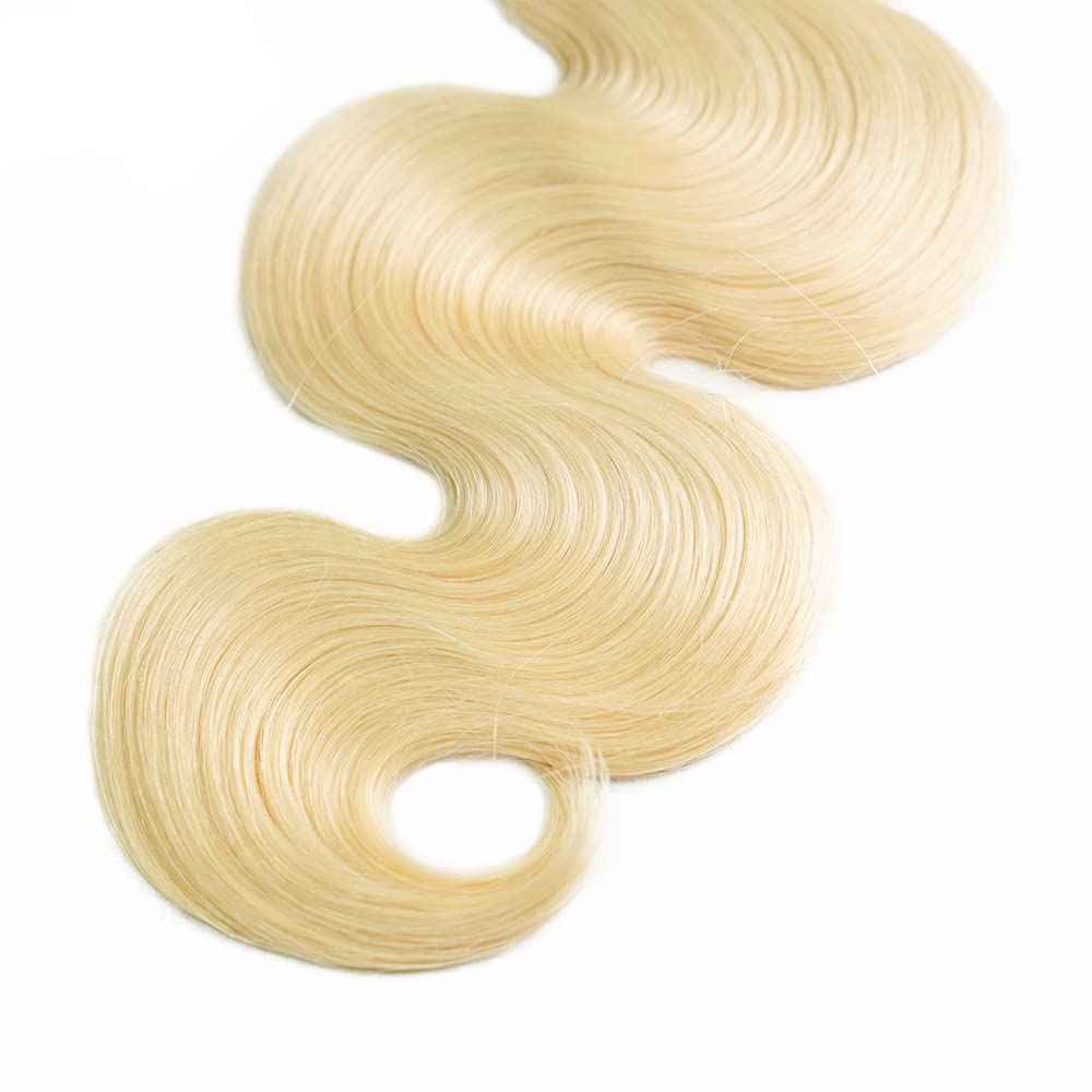 613 Body Wave Bundle Honey Blonde Human Hair 3 Bundles 100% Unprocessed Virgin Brazilian Double Weft Hair Extensions Blonde Color 8 10 12 Inch For Women