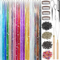 Hair Tinsel Kit, 18 Colors 7800 Strands 48 Inch Heat Resistant