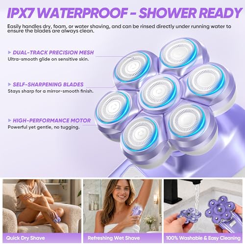 7D Electric Shaver for Women, Wet Dry Bikini Trimmer Kit