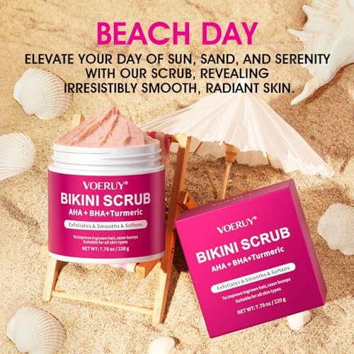 Bikini Exfoliator Scrub with AHA+BHA, Turmeric & Walnut