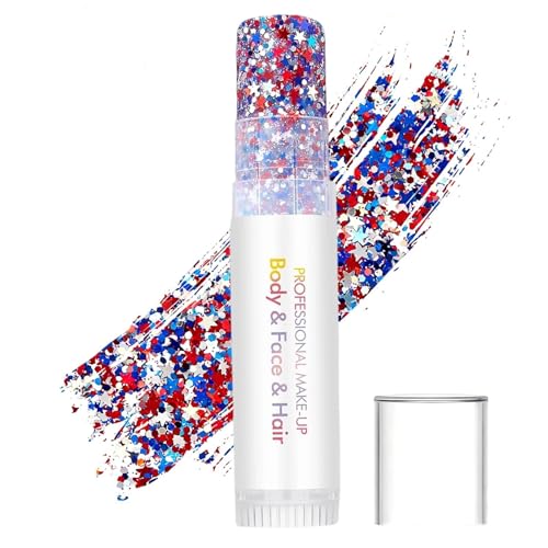Patriotic Glitter Stick - Red White Blue Waterproof Face Body