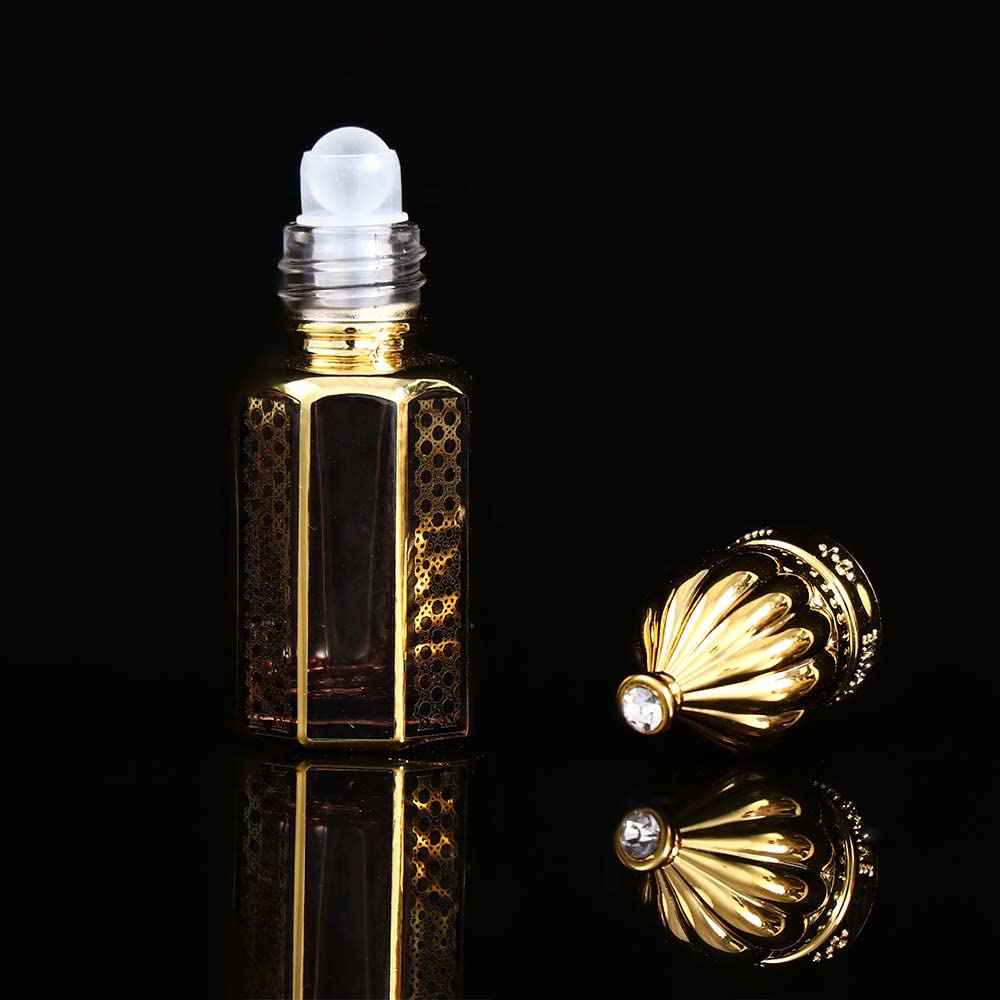 Leadigol 3pcs Essential Oil Roller Bottles, Vintage Glass Mini Bottles for DIY Travel
