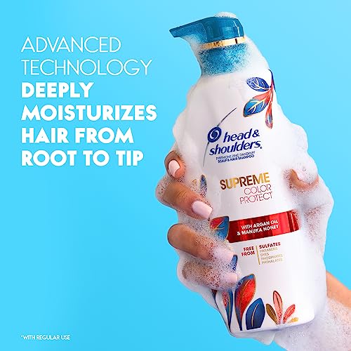 Head & Shoulders Anti-Dandruff Shampoo and Conditioner Set, Supreme Color Protect, 1% Pyrithione Zinc, Sulfate-Free, Argan Oil and Manuka Honey, 11.8 fl oz & 9.4 fl oz