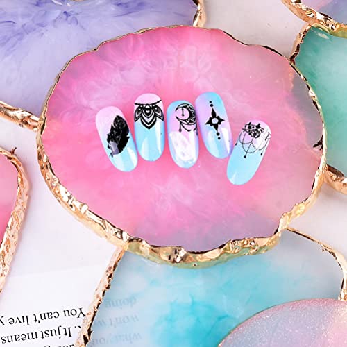 Resin Nail Art Palette Set – 2 Pcs Gold Edge Nail Mixing