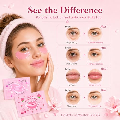 Sulily 30 Pairs Pink Collagen Lip Masks & Eye Patches Set