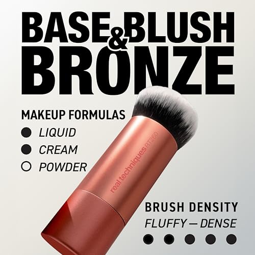 Real Techniques Bubble Blending Makeup Brush, Multipurpose Foundation Brush For Liquid, Cream, & Powder Products, Unique Round Brush Head, Synthetic Bristles, Vegan & Cruelty Free, 1 Count