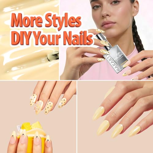 Makartt Hema-Free Pastel Yellow Gel Nail Polish - Butter Yellow, 15ML, Honey Soufflé Variant