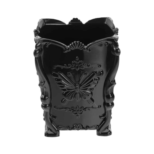 FRCOLOR Acrylic Makeup Brush Pot Cosmetic Brush Holder Organizer Butterfly Decor Pencil Pen Container Black