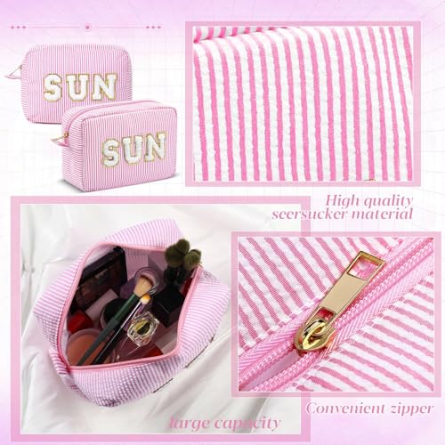 Sanwuta Seersucker Cosmetic Bag - Stylish Travel Organizer