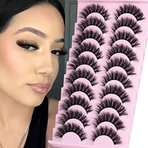 Cat Eye Mink Lashes 18mm - 10 Pairs Wispy False Eyelashes