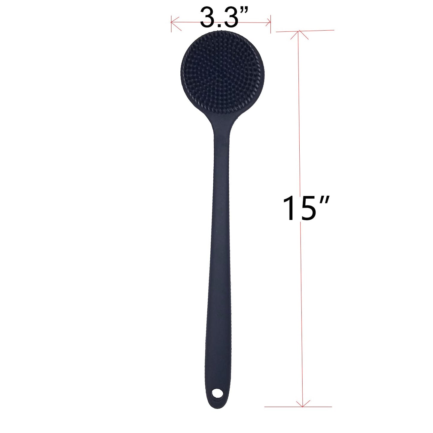 DNC Back Scrubber for Shower Soft Silicone Bath Body Brush with Long Handle (Black)