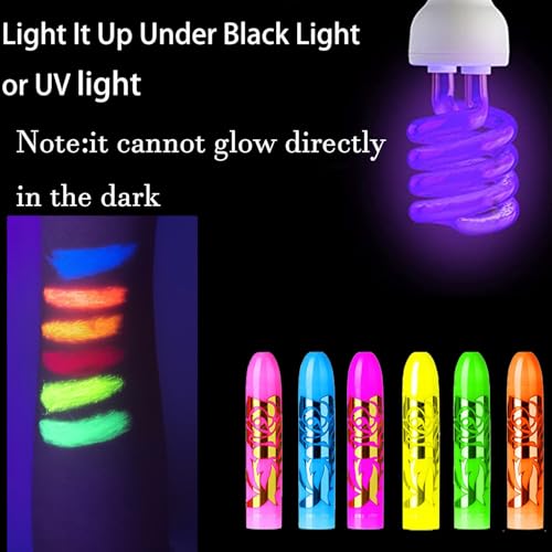 12pcs Glow Face Body Paint - UV Black Light Makeup Kit
