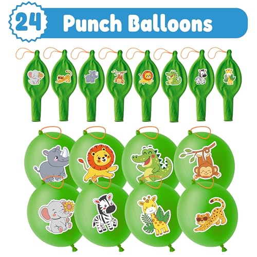 72 PC Wild Animal Party Favors Set - Balloons & Tattoos