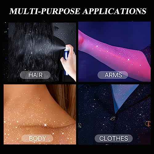 HANYWIL Body Glitter, Glitter Spray for Hair and Body, Spray, Hairspray Clothes, Long-Lasting Shimmer Suitable Stage, Festival Rave Makeup Prom 2.11 Fl Oz