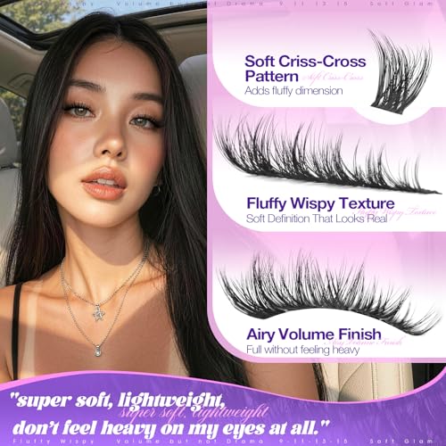 Fluffy Lash Clusters 9-15mm Soft Wispy Faux Mink DIY Eyelash Extensions