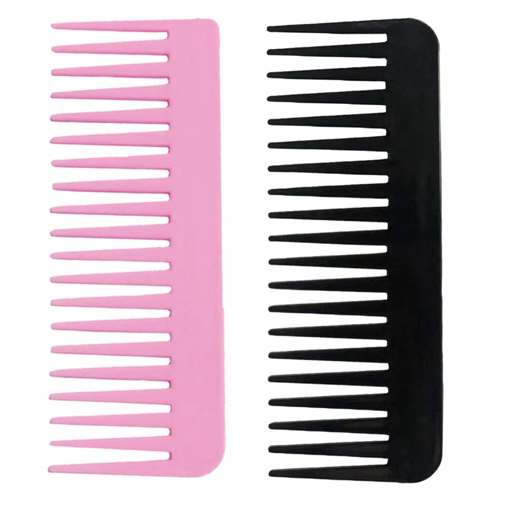 NuAngela Wide Tooth Hair Comb No Static, Detangling Styling Comb For Thick Long Curly Hair Wet Dry Hair, No Handle Round Teeth, Reduce Hair Loss&Breakages, Shower Shampoo Detangler Comb For Women Men