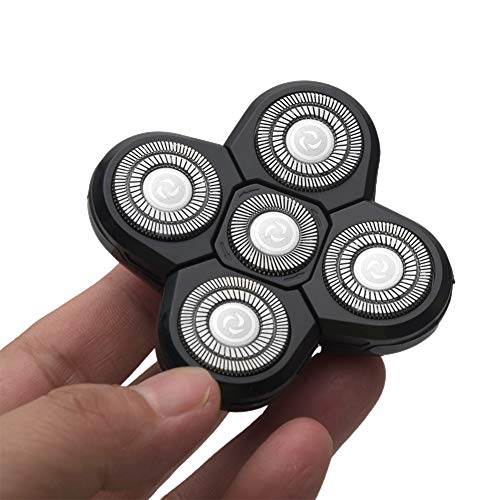 Men Electric Shavers Replacement Heads, 5 Heads Beard Replacement Blade Razor Replaceable Alternate Floating Washable Blade Trimmers Head (Black)