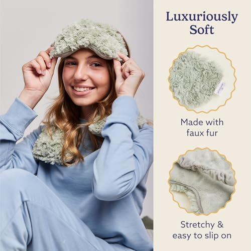 warmies Microwavable Eye Mask for Warmth & Comfort - Heating & Cooling Compress for Calming Relaxation - Weighted & Heated Eye Mask with Scented Lavender for Sleeping - Curly Sage