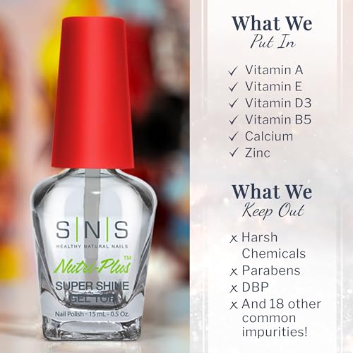 SNS Gel Top Coat for Dip Powder - Fast-Drying High-Shine Finish, 0.5 fl oz