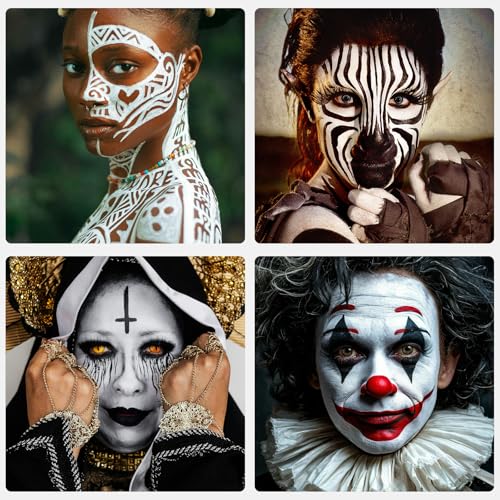 YBUETE Waterproof White Face Paint for Halloween & Cosplay