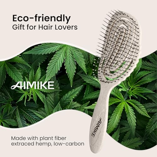 AIMIKE Hemp-Relax Detangling Hair Brush Beige for Wet & Dry Hair