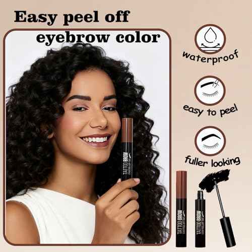 RKISSBEAUTY Peel off Eyebrow Gel Waterproof and Smudge Proof Tattoo Brow Gel Easy to Apply Achieve Fuller & Defined Brows Makeup 2Pcs Brown and Black