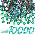 10000PCS Green Volcano Rhinestones Bulk, Flat Back Crystal Glass Stone Round Gems,SS20, 4.6-4.8mm