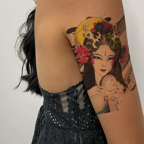 6 Sheet Japanese Geisha Temporary Tattoos Waterproof