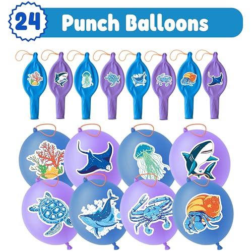 Ocean Party Favors Set - 48 Tattoos & 24 Punch Balloons