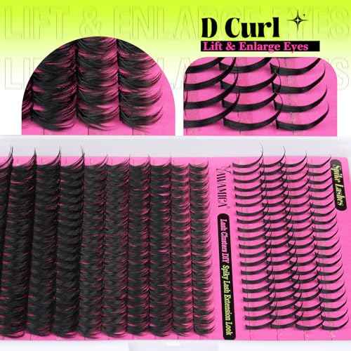 Yawamica 80D Wispy Lash Clusters 10-18mm with Spike Individual Lashes 13-19mm DIY Manga Lashes Clusters Volume Eyelash Clusters D Curly Cluster Eyelash Extensions Fairy Cluster Eyelashes 280pcs