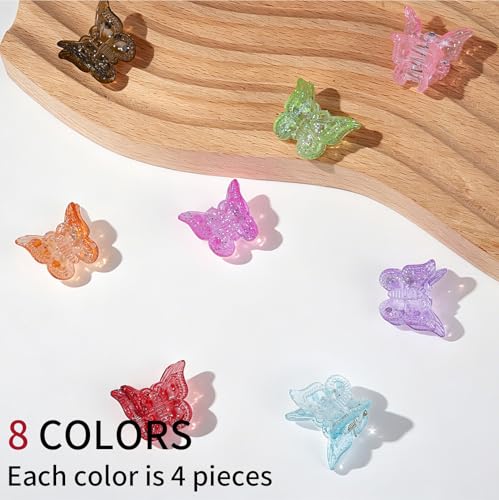 Butterfly Hair Claw Clips 32Pcs Sparkly Glitter Mini Clips