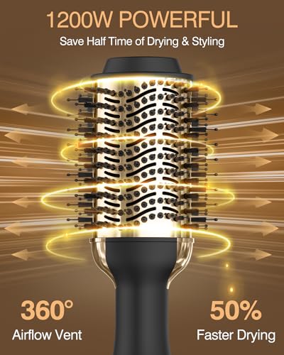 Nurifi Hair Dryer Brush Blow Dryer Brush in One, Professional One Step Hair Dryer and Styler Volumizer with Negative Ion, Hot Air Brush for Drying, Straightening, Curling, Salon All Hair Types