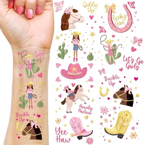 Cheerland 108Pcs Cowgirl Temporary Tattoos Party Favors