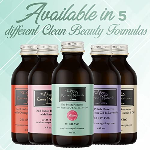 Karma Organic Nail Polish Remover & Wipes Bundle ? Tea Tree Nail Polish Remover Wipes (Pack of 10) Tea Tree Oil Based Formula Remover (4FL-Oz)