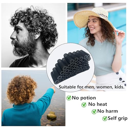 36-Piece Heatless Hair Rollers with Rat Tail Comb - Black