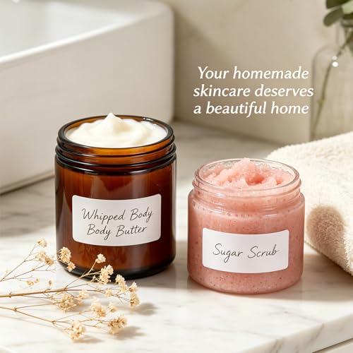8 oz Amber Glass Jars with Metal Lids - 3 Pack for Candle & Lotion