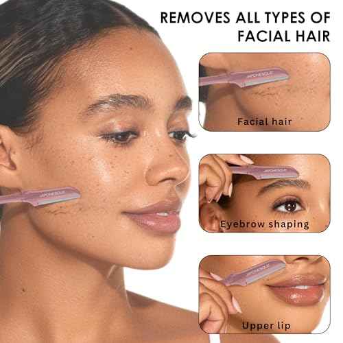 JAPONESQUE Precision Dermaplaner Facial Razors ? 2pk 6 Piece Set, Eyebrow and Facial Hair Single Blade Razors for Women and Men, 2pk, 6ct.