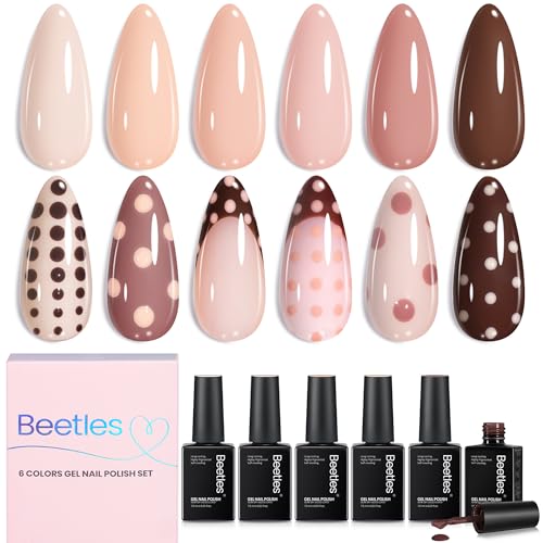 Beetles Nude Gel Polish Set Skin Tones Collection 6 Colors - Mauve Variation
