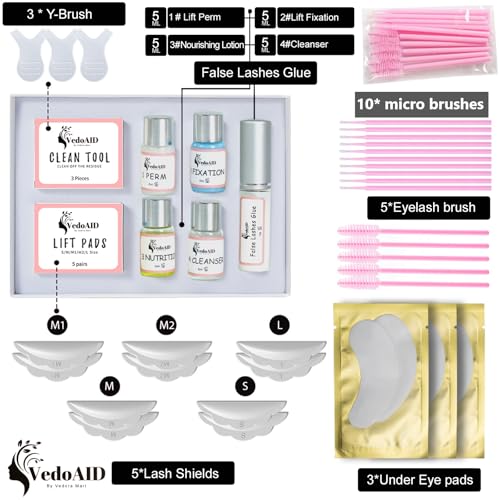 2026 VedoAID New Upgraded EyeLash Lift Kit Eyelash Extension Kit Eyelash Perm Kit, Eyelash Lifting & Eyelash Curling Includes Eye Shields, Pads, Accessories, Easy for Beginner,Achieve Salon-Quality