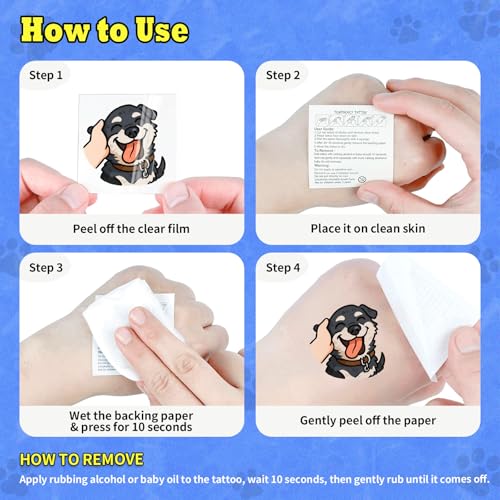 Dog Temporary Tattoos for Kids, 100 Pcs Party Favors