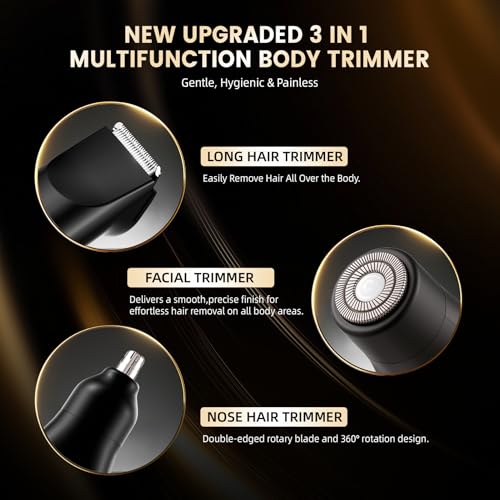 3-in-1 Body Hair Trimmer for Men - Waterproof Electric Razor
