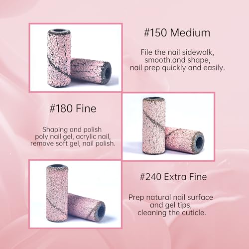240 Grit Small Sanding Bands for Nail Drill - 100 Pcs with Mandrel