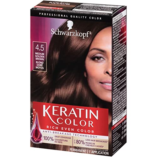 Schwarzkopf Keratin Color Permanent Hair Dye, Shade 4.5 Medium Golden Brown