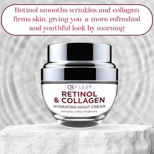 Clear Beauty Collagen & Retinol Night Cream - Firms, Hydrates & Smooths Fine Lines - Face Moisturizer For Dry Skin, Vegan, Clean Beauty - Korean Skin Care, Dermatologist Tested - 1.69 Fl Oz