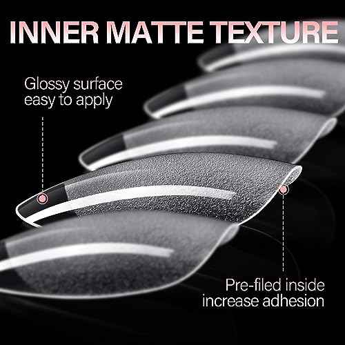AILLSA Short Almond Nail Tips Pre-Shaped Acrylic Nail Tips Half Matte Full Cover Nails Tips Clear Gelly Press on Flase Tip Nail for Extension Nail Manicure Home DIY 240PCS 15Sizes