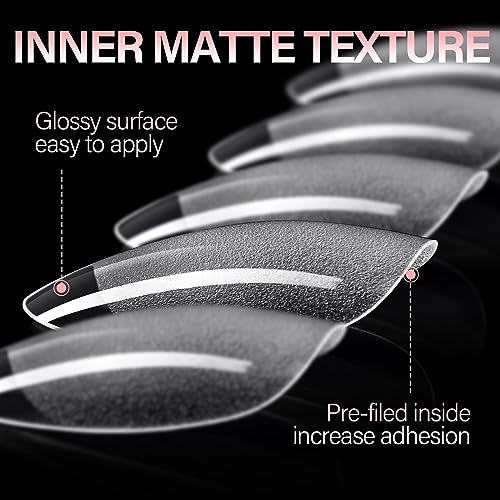 AILLSA Short Almond Gel Nail Tips - Pre-Shaped Full Cover (240 PCS, 15 Sizes)